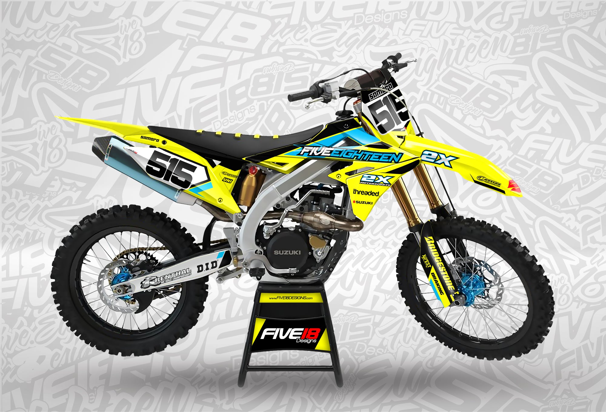 Suzuki Mellow Motocross Graphics Kit | Five18 Designs